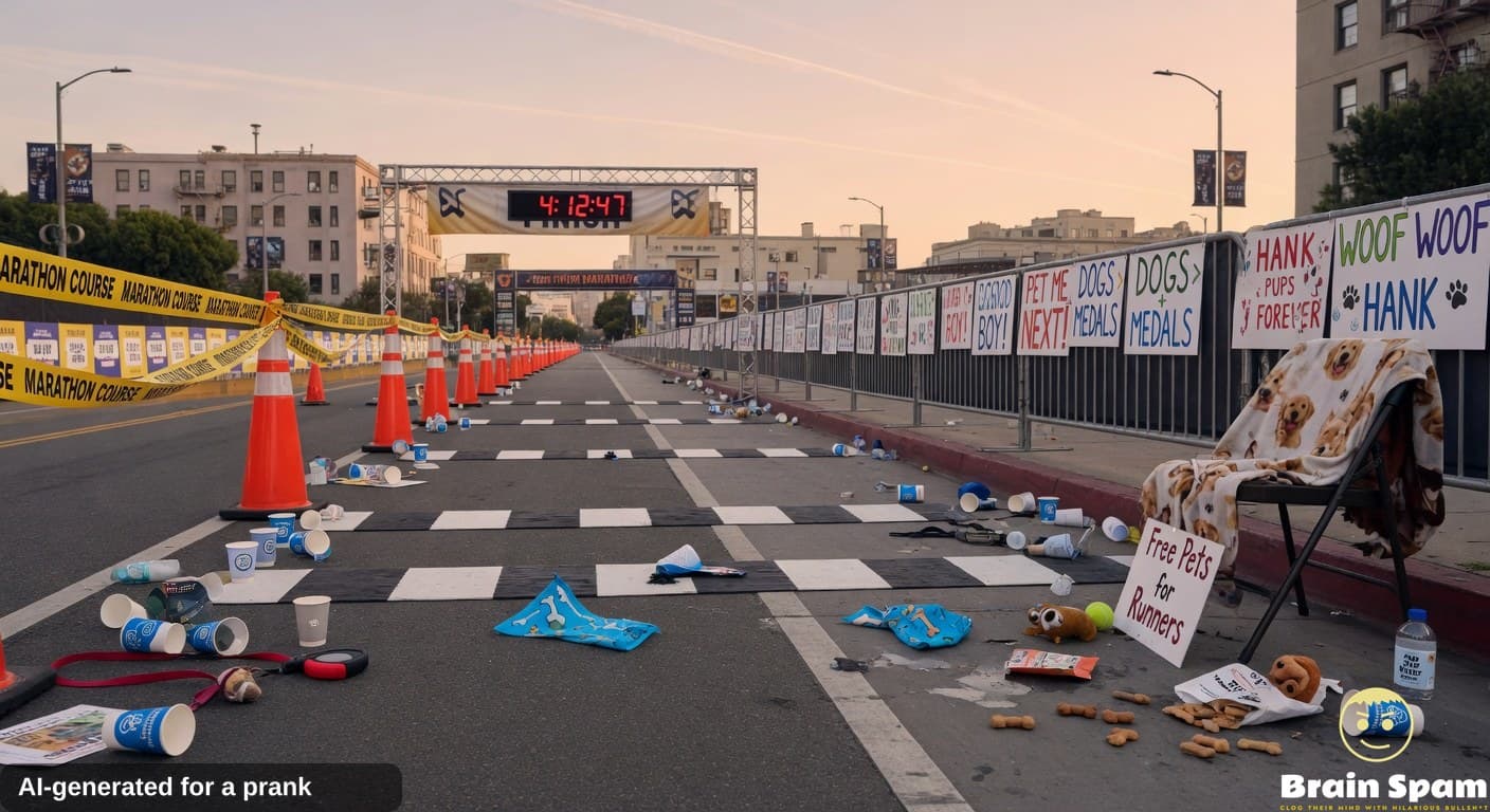 Marathon runner finishes course after multiple pauses to pet dogs